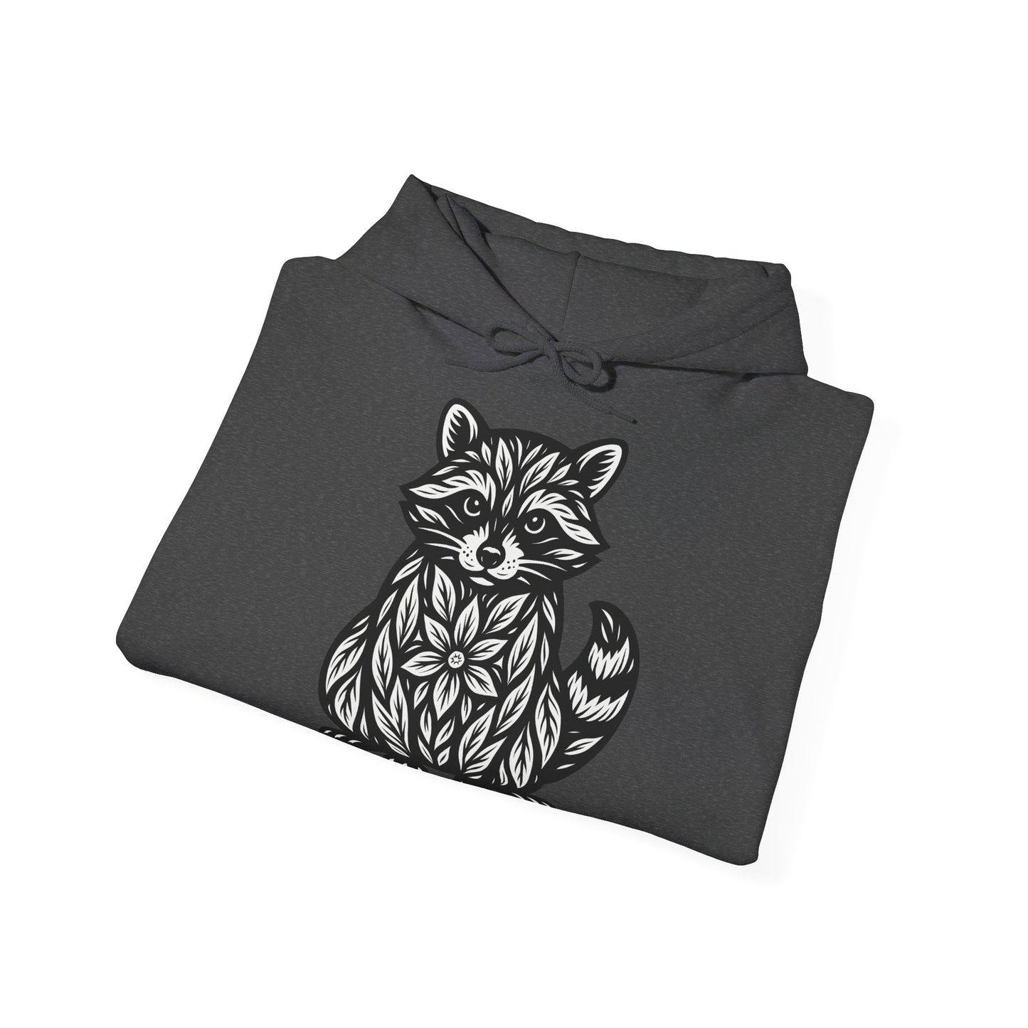 Linoldruck Waschbär Hoodie – Raccoon Linocut Kapuzenpullover