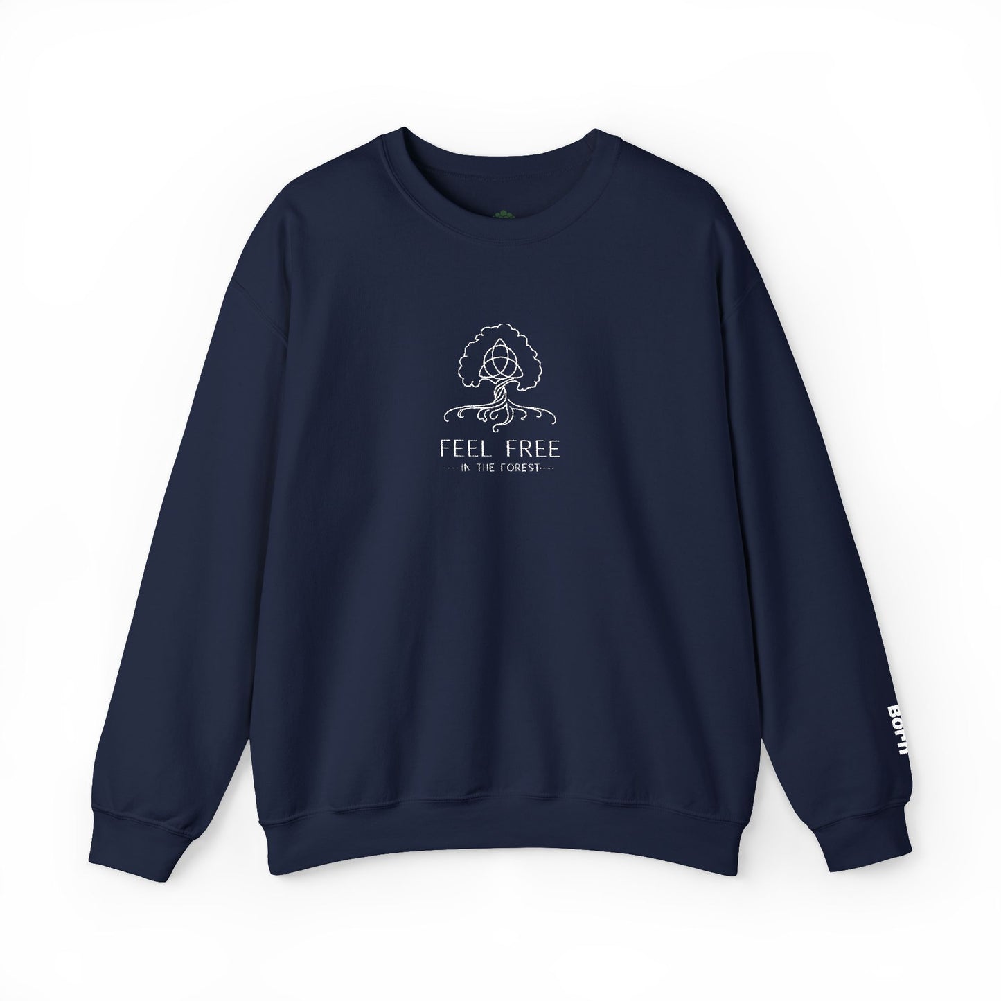 Waldgrün Stickpullover "FEEL FREE – IN THE FOREST" - Unisex