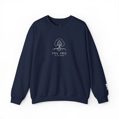 Waldgrün Stickpullover "FEEL FREE – IN THE FOREST" - Unisex