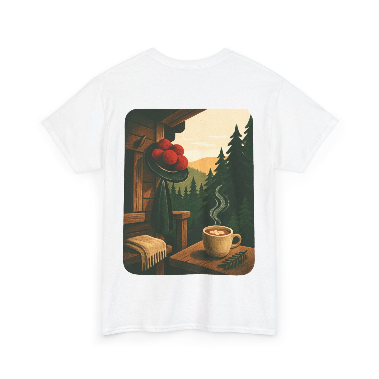 T-Shirt „Black Forest Love“ – Retro-Schwarzwald-Design mit Bollenhut & Hüttenzauber
