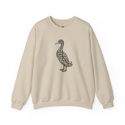 Sweater mit Ente im floralen Linocut Stil – Unisex