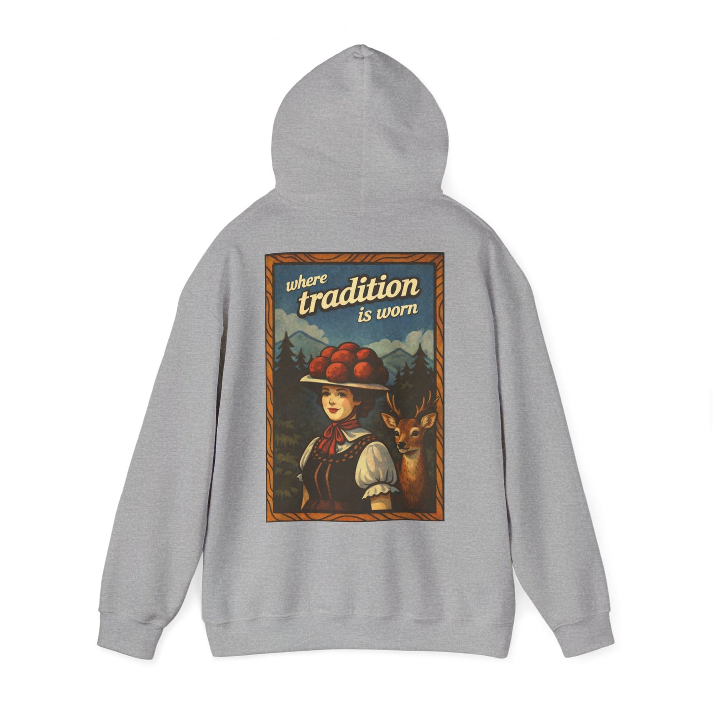 Hoodie „Where Tradition Is Worn“ – Schwarzwald Trachtenmotiv mit Bollenhut - Unisex