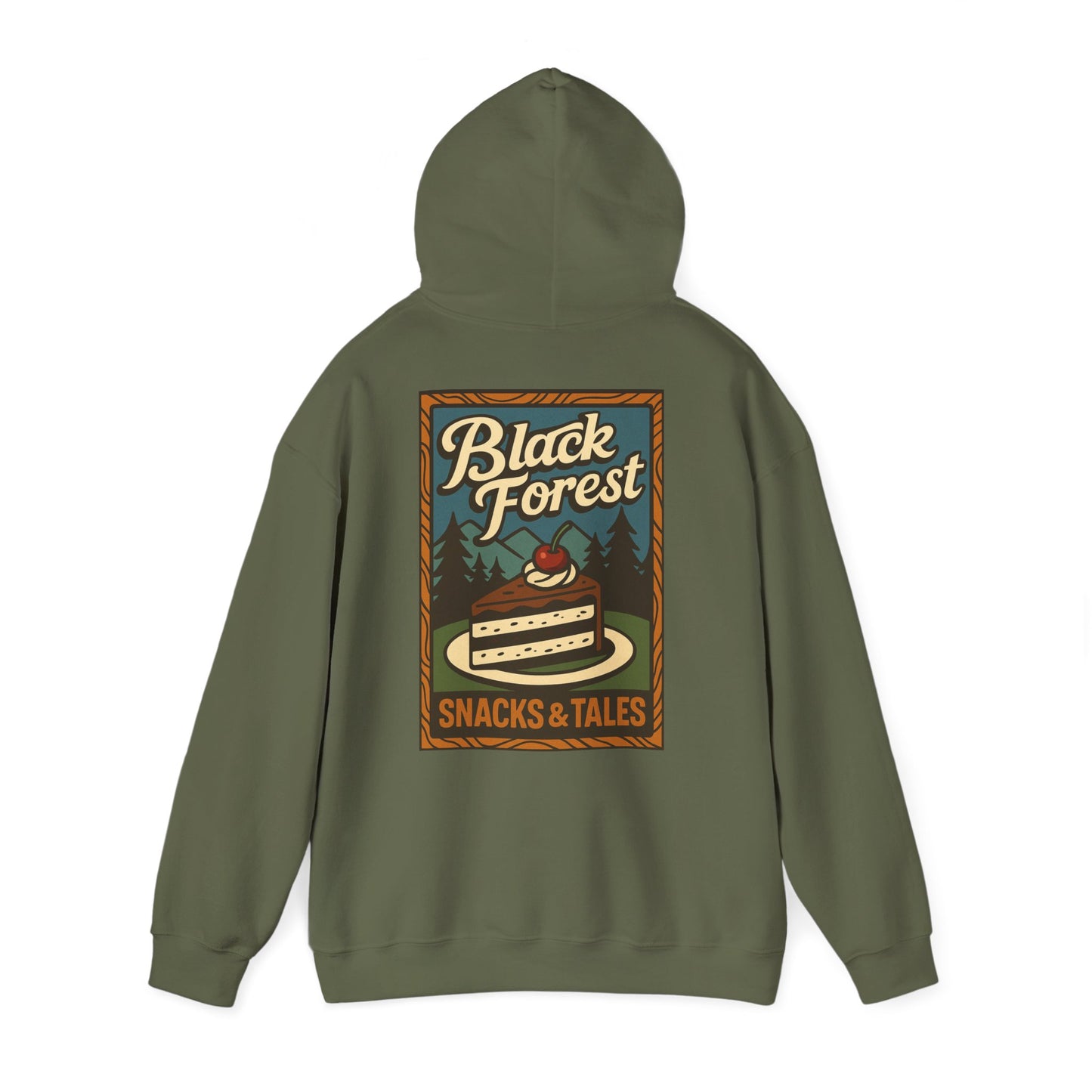 Hoodie Black Forest Snacks and Tales –  Retro Schwarzwald Design
