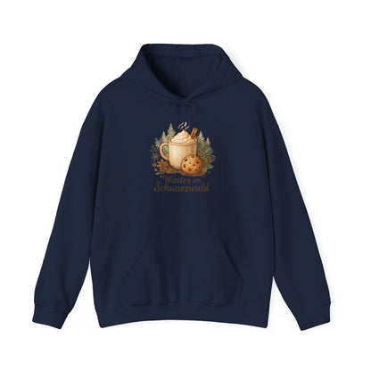 Hoodie Sweatshirt – Winter Scene Tasse mit Sahnehaube und Keks im Schwarzwald Design