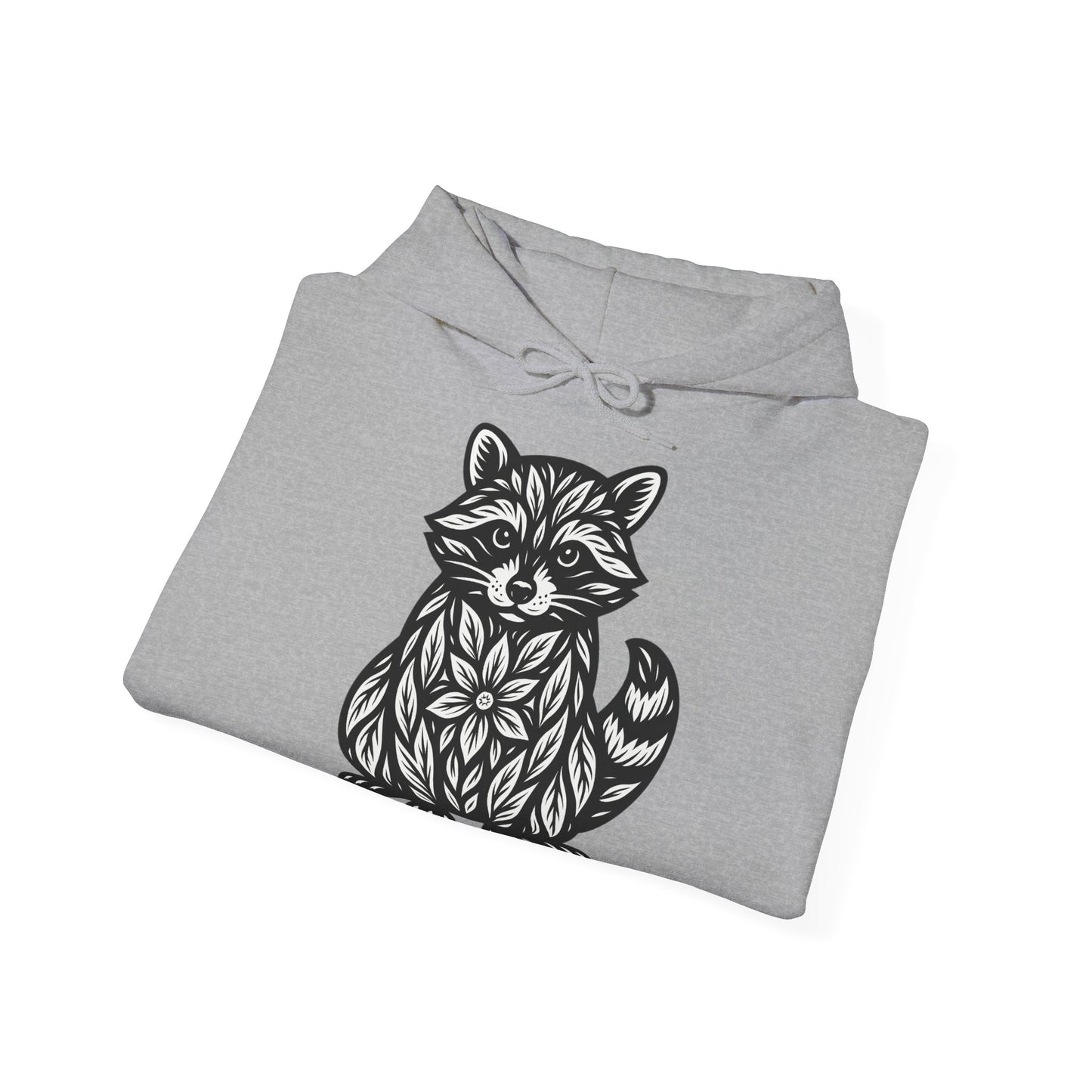 Linoldruck Waschbär Hoodie – Raccoon Linocut Kapuzenpullover