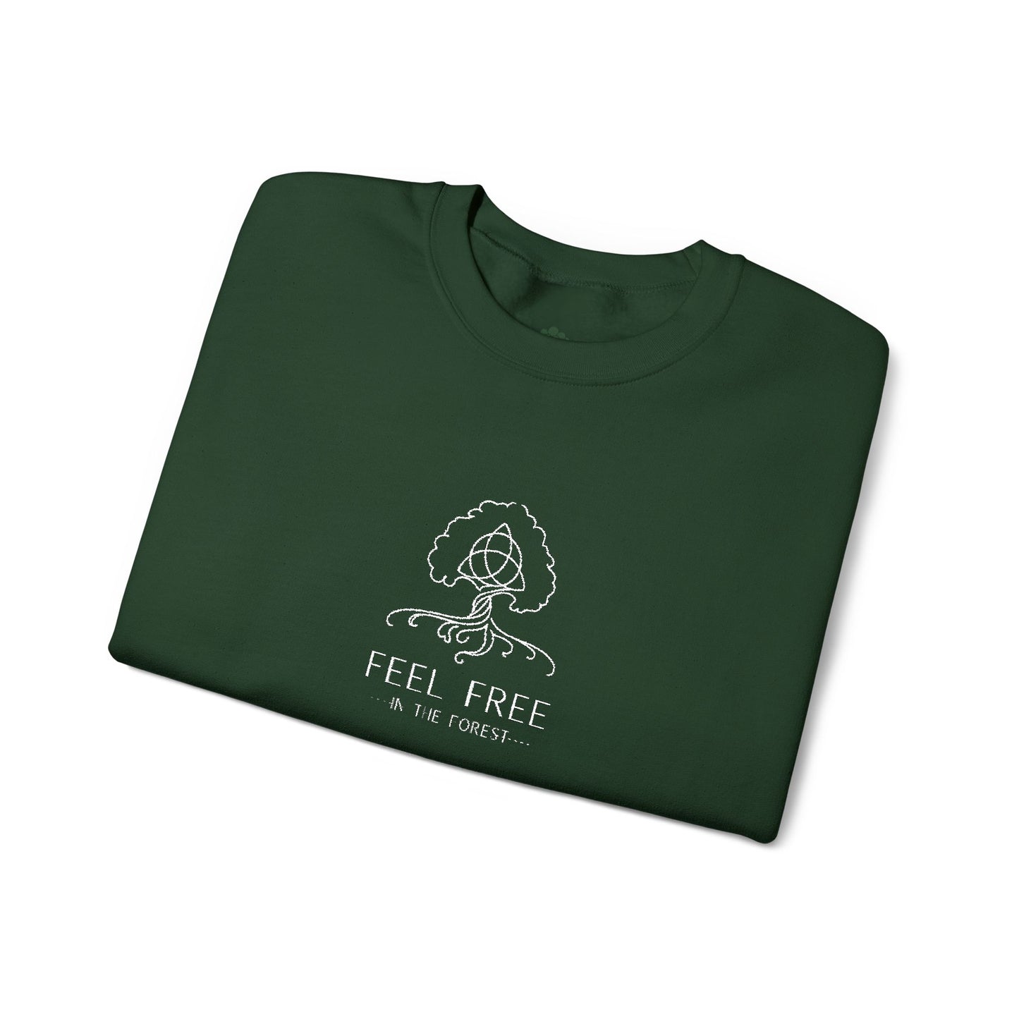 Waldgrün Stickpullover "FEEL FREE – IN THE FOREST" - Unisex