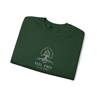 Waldgrün Stickpullover "FEEL FREE – IN THE FOREST" - Unisex