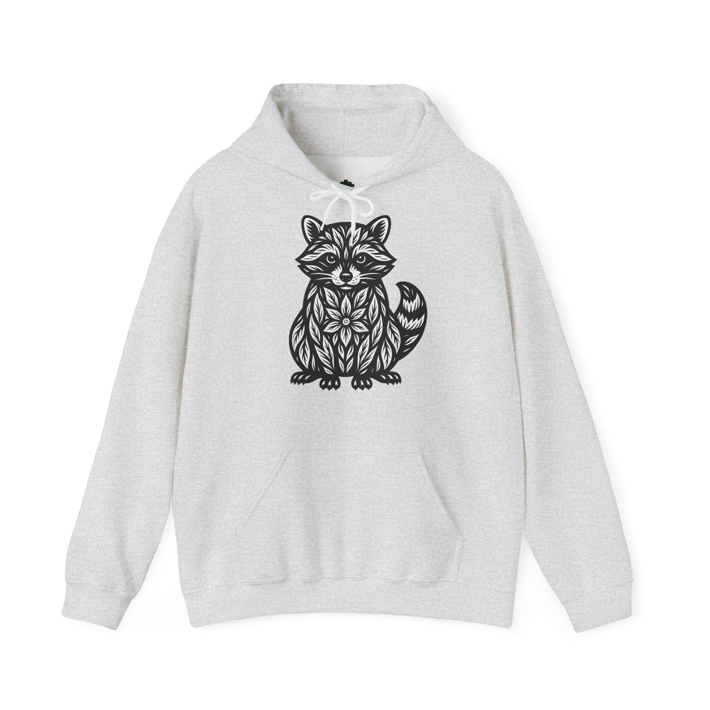 Linoldruck Waschbär Hoodie – Raccoon Linocut Kapuzenpullover