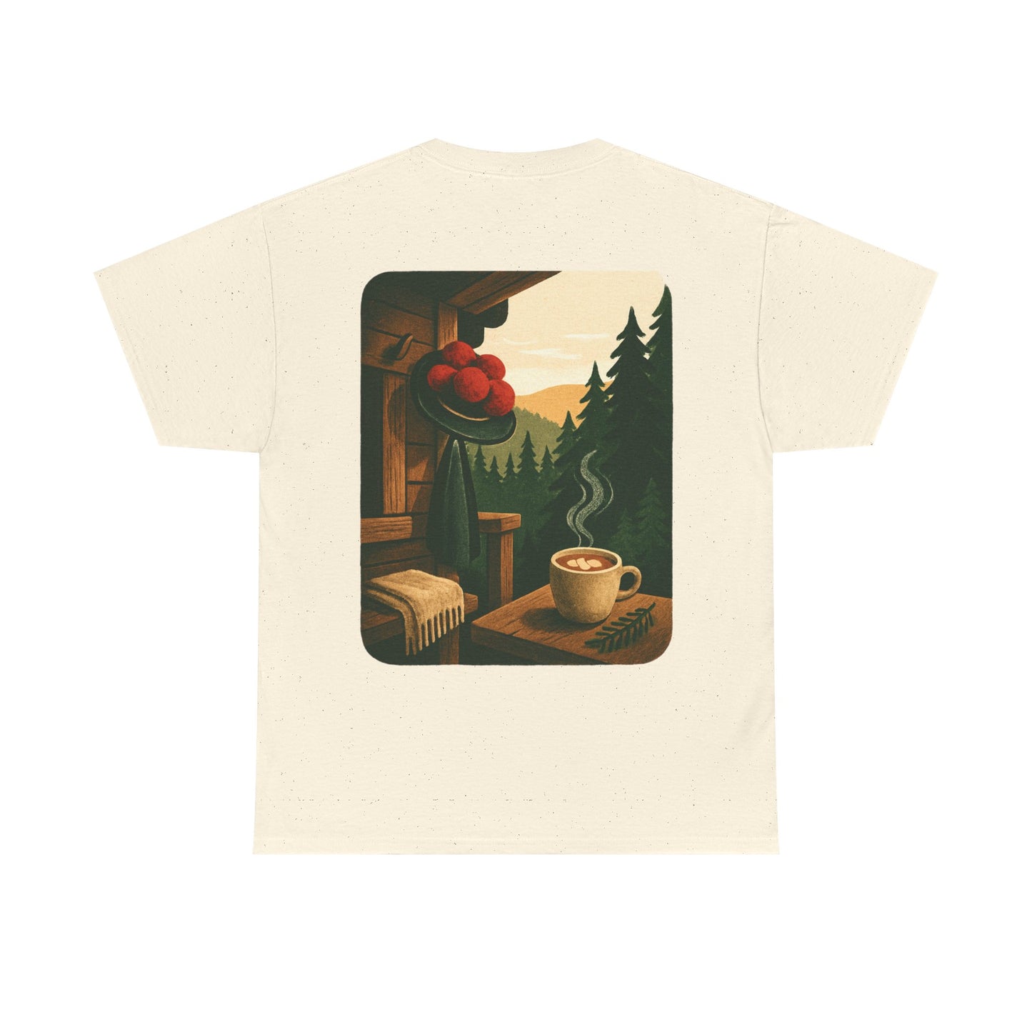 T-Shirt „Black Forest Love“ – Retro-Schwarzwald-Design mit Bollenhut & Hüttenzauber