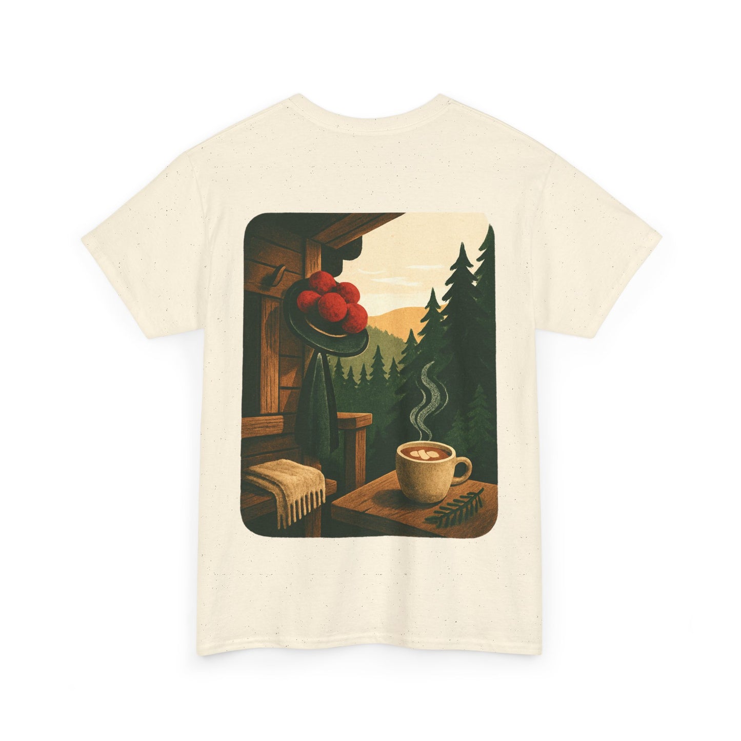 T-Shirt „Black Forest Love“ – Retro-Schwarzwald-Design mit Bollenhut & Hüttenzauber