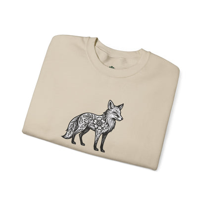 Sweater mit Fuchs im floralen Linocut Stil - Unisex