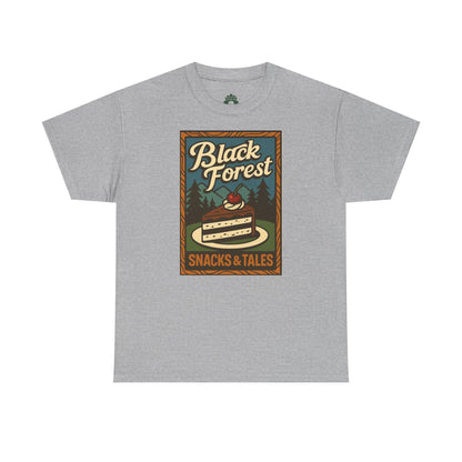 T-Shirt „Black Forest Snacks & Tales“ – Retro Schwarzwald Design
