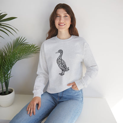 Sweater mit Ente im floralen Linocut Stil – Unisex