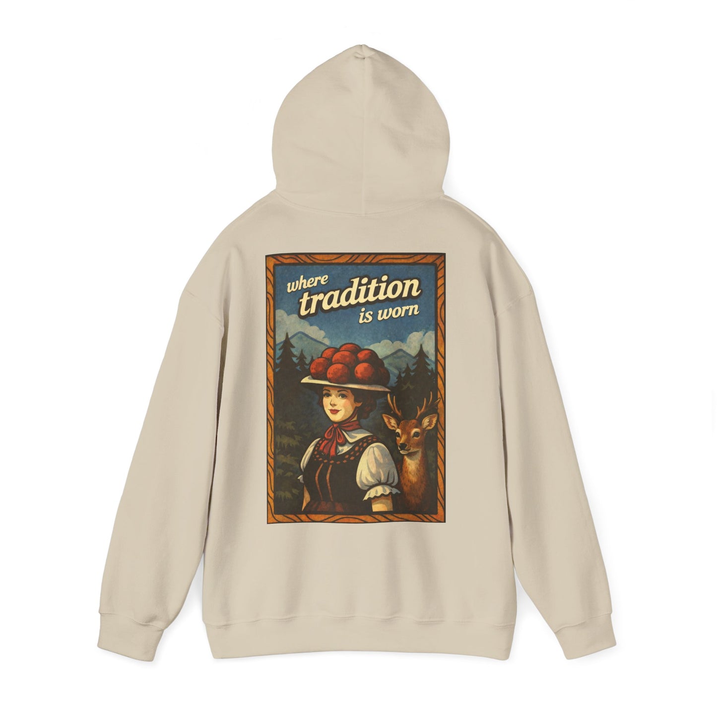 Hoodie „Where Tradition Is Worn“ – Schwarzwald Trachtenmotiv mit Bollenhut - Unisex