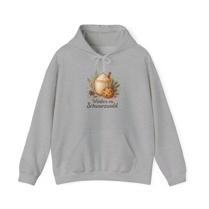 Hoodie Sweatshirt – Winter Scene Tasse mit Sahnehaube und Keks im Schwarzwald Design