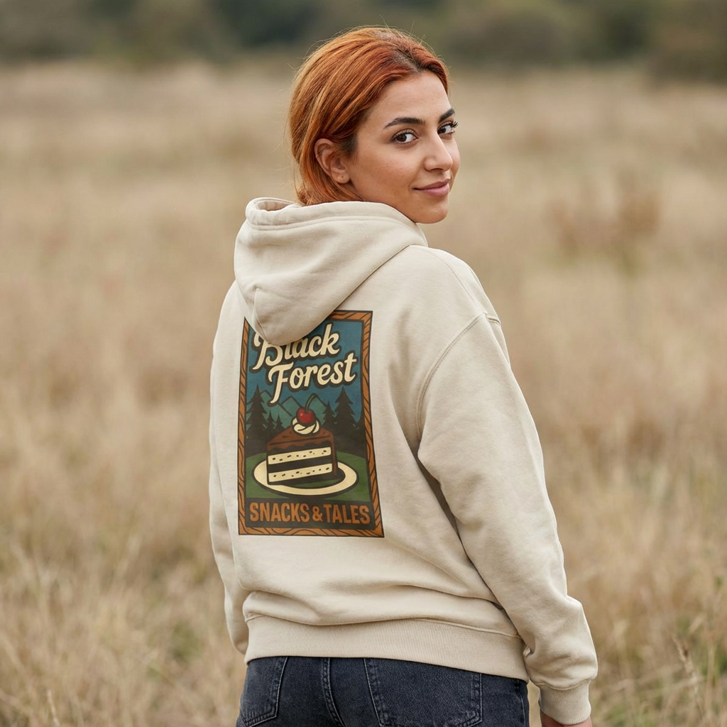 Hoodie Black Forest Snacks and Tales –  Retro Schwarzwald Design