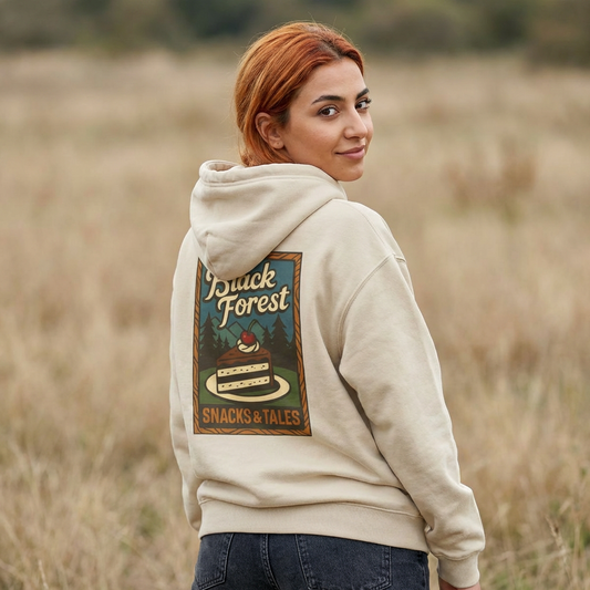 Hoodie Black Forest Snacks and Tales –  Retro Schwarzwald Design