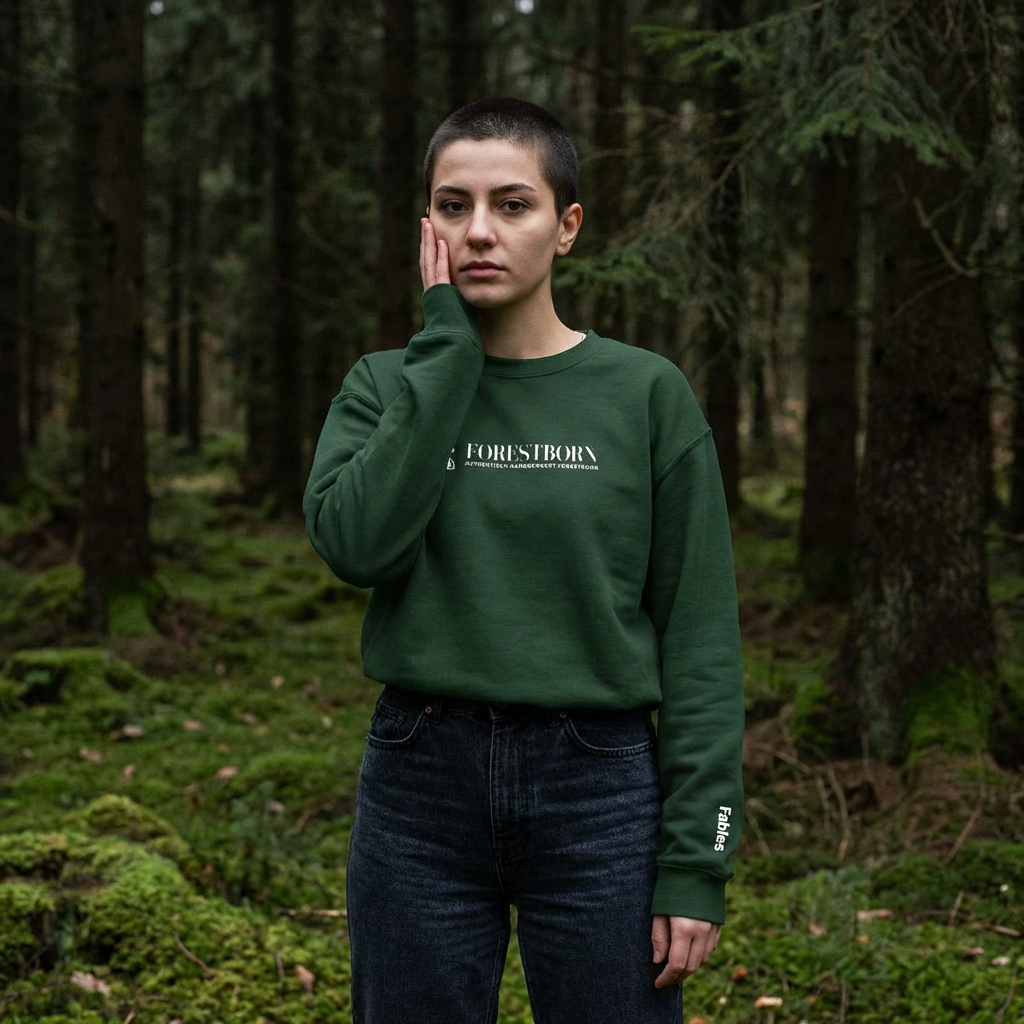Sweatshirt „Forestborn“ – minimalistisch gesticktes Natur-Design mit 'snacks tales'