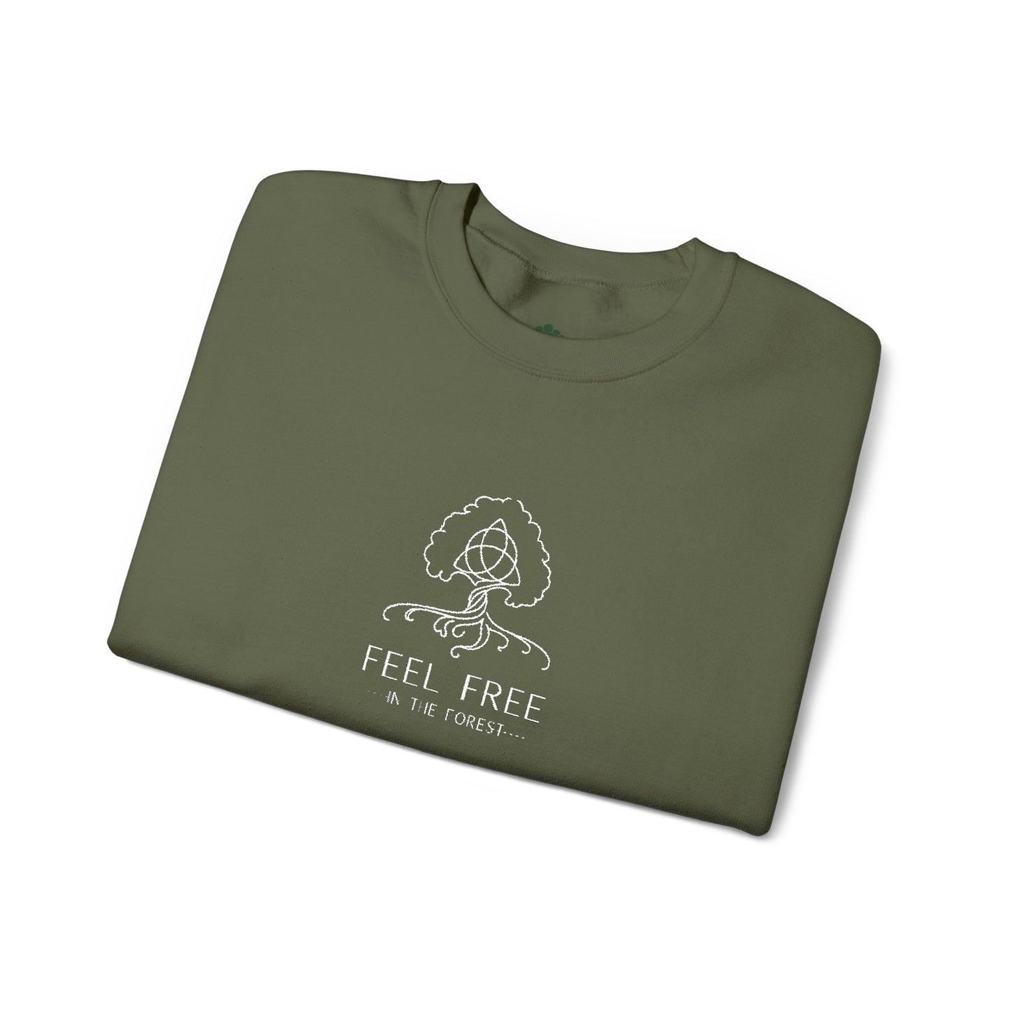 Waldgrün Stickpullover "FEEL FREE – IN THE FOREST" - Unisex