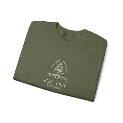 Waldgrün Stickpullover "FEEL FREE – IN THE FOREST" - Unisex