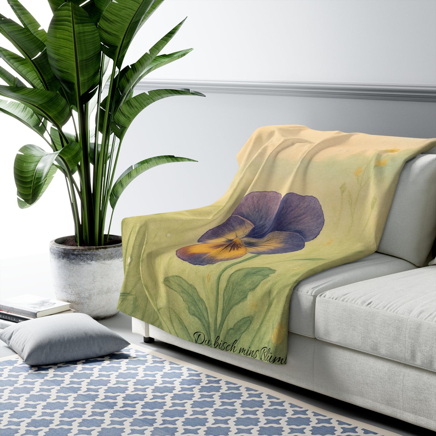 Fleece Decke - Lila Stiefmütterchen - "Du bisch mins Blümle"