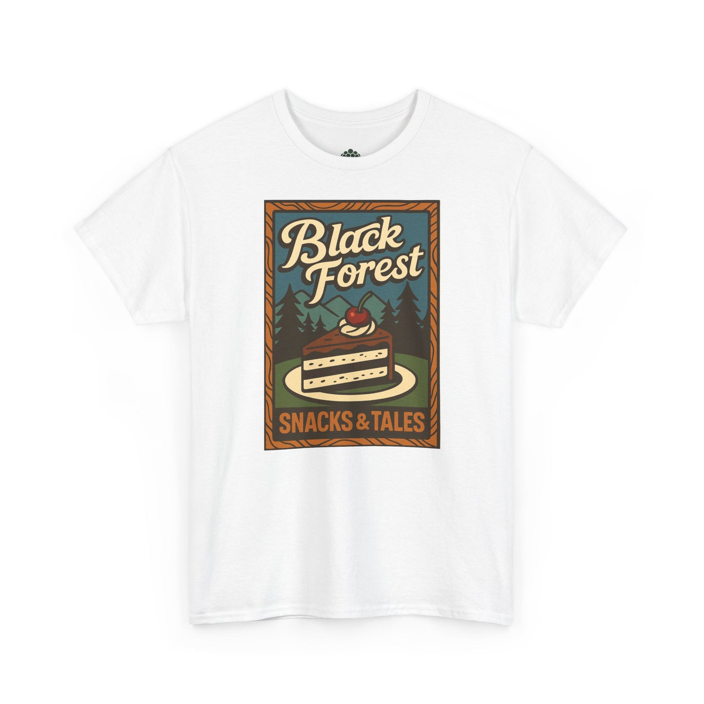 T-Shirt „Black Forest Snacks & Tales“ – Retro Schwarzwald Design