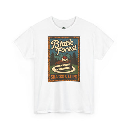 T-Shirt „Black Forest Snacks & Tales“ – Retro Schwarzwald Design