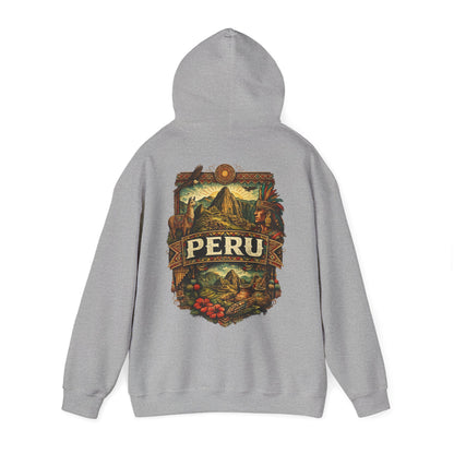 Peru Vintage Machu Picchu Hoodie – Anden-Landschaft mit Lama & Kondor - Unisex