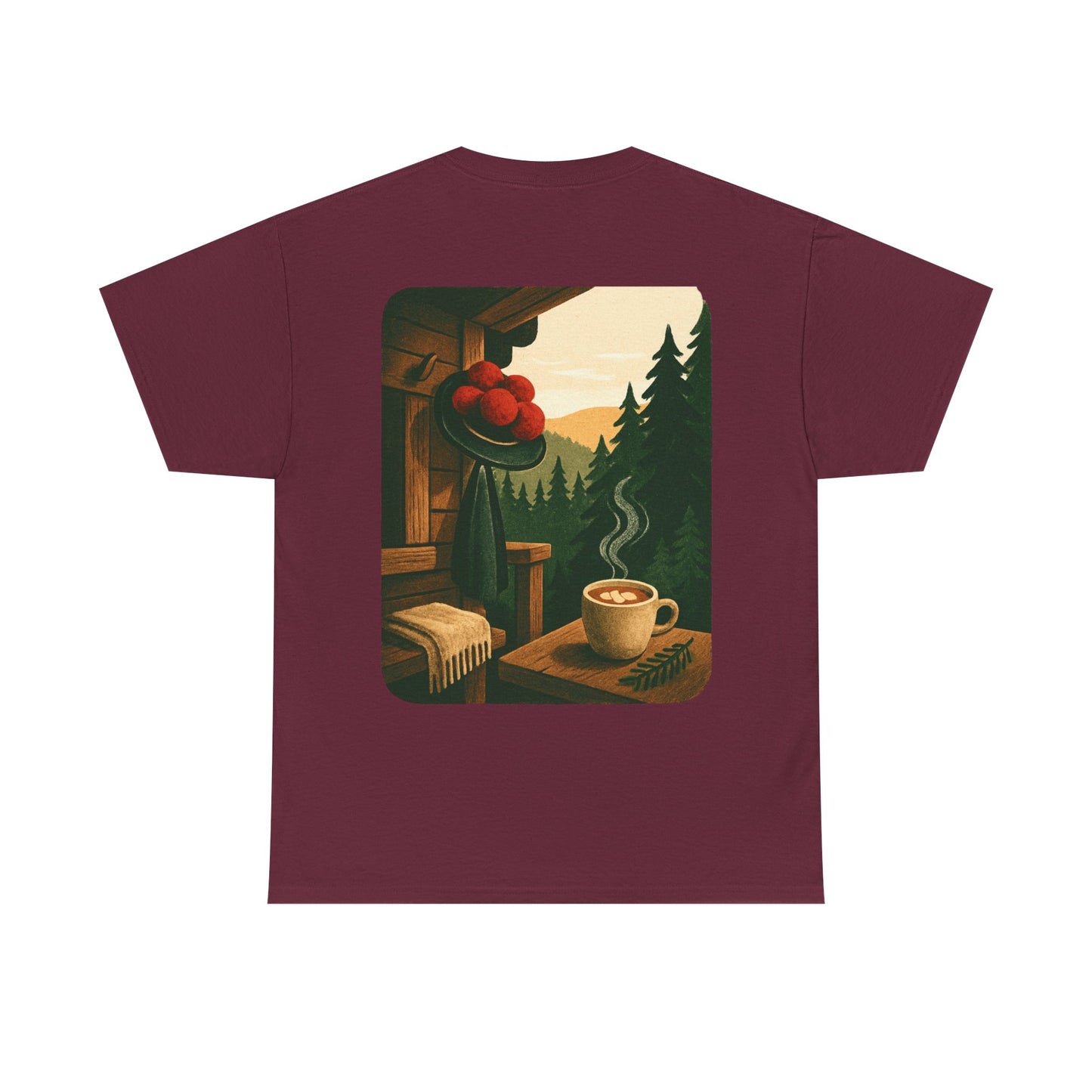 T-Shirt „Black Forest Love“ – Retro-Schwarzwald-Design mit Bollenhut & Hüttenzauber