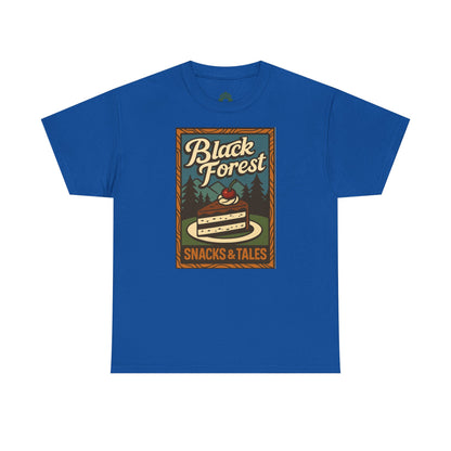 T-Shirt „Black Forest Snacks & Tales“ – Retro Schwarzwald Design