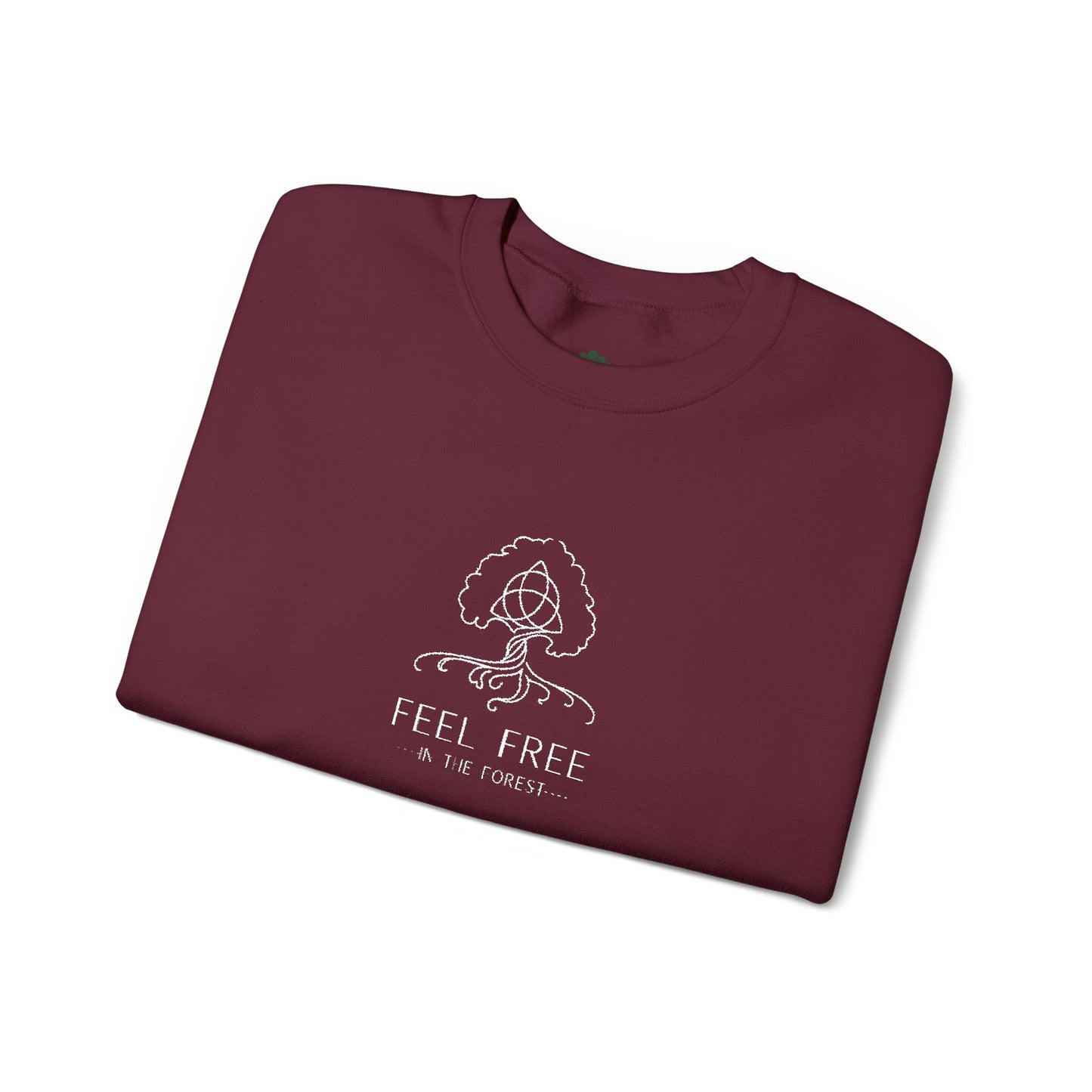 Waldgrün Stickpullover "FEEL FREE – IN THE FOREST" - Unisex