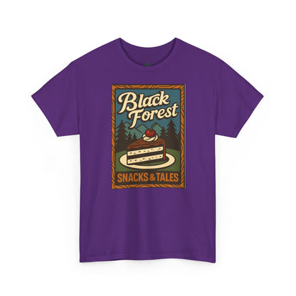 T-Shirt „Black Forest Snacks & Tales“ – Retro Schwarzwald Design