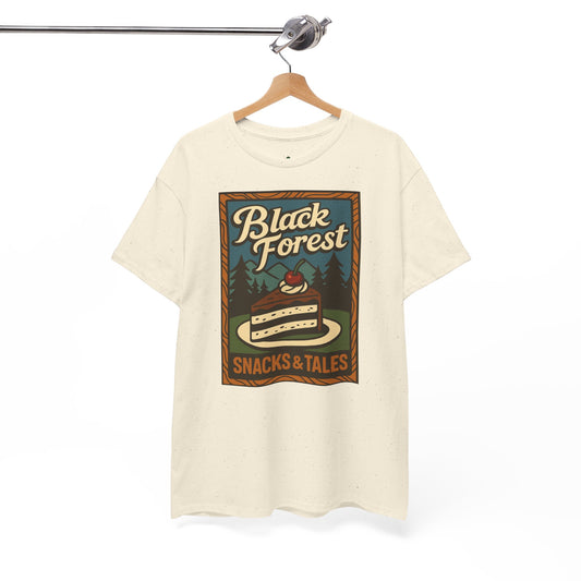T-Shirt „Black Forest Snacks & Tales“ – Retro Schwarzwald Design