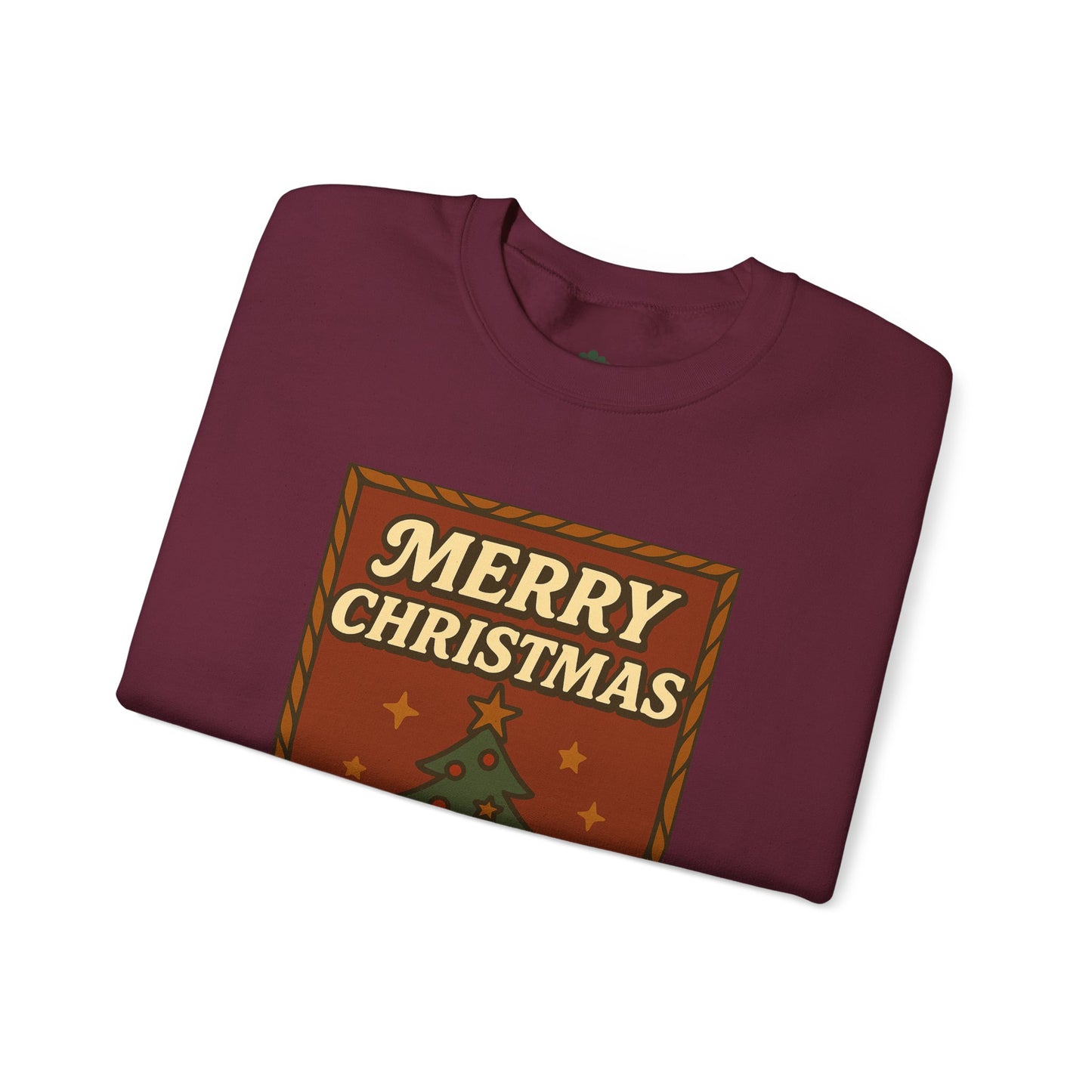 Pullover mit Retro-Weihnachtsmotiv – „Merry Christmas / Happy Holidays“