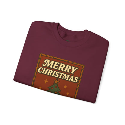 Pullover mit Retro-Weihnachtsmotiv – „Merry Christmas / Happy Holidays“