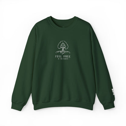 Waldgrün Stickpullover "FEEL FREE – IN THE FOREST" - Unisex
