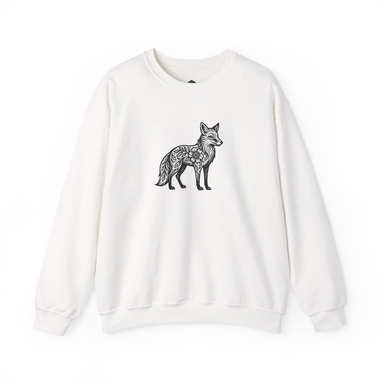 Sweater mit Fuchs im floralen Linocut Stil - Unisex