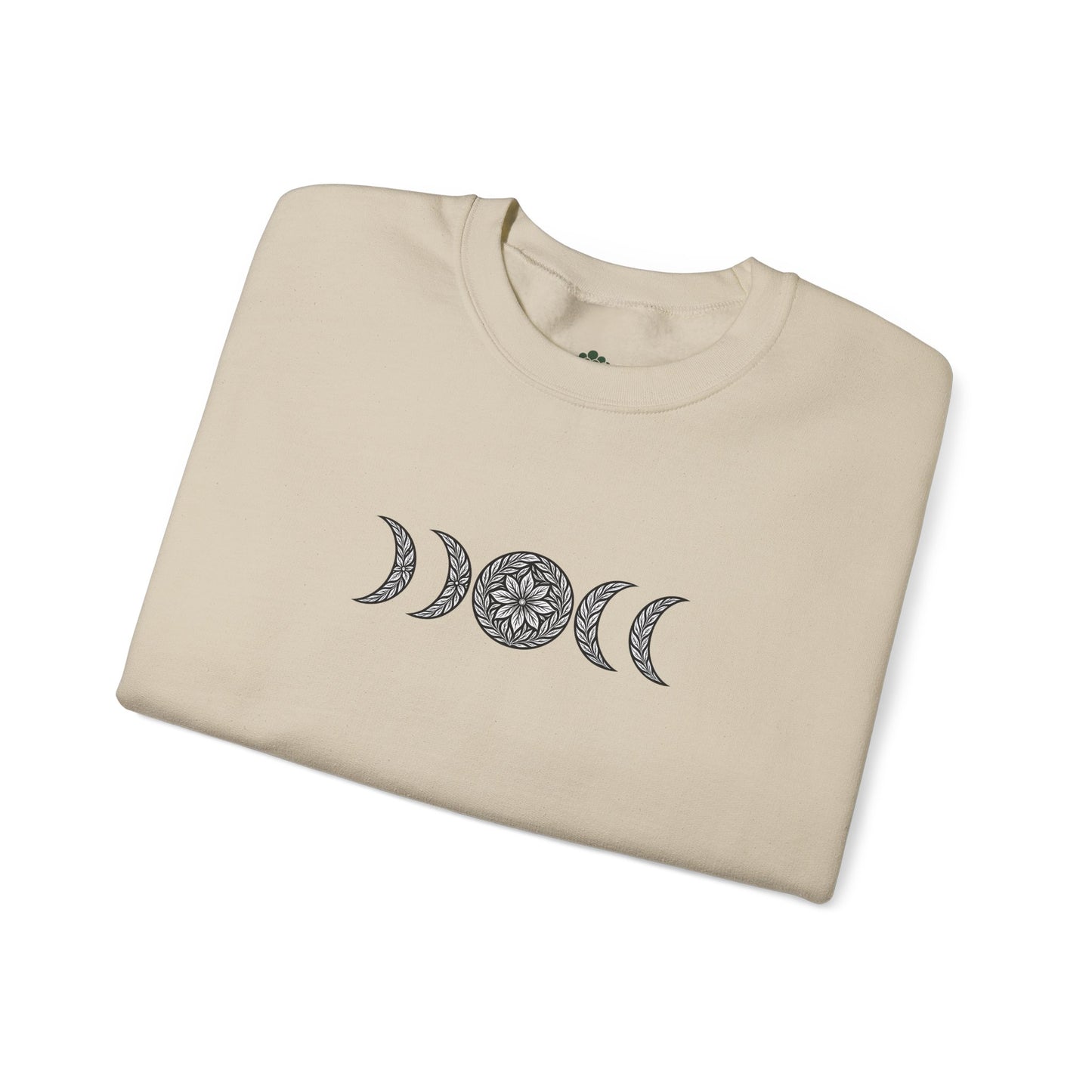 Sweater mit Mondphasenmotiv im floralen Linocut Stil