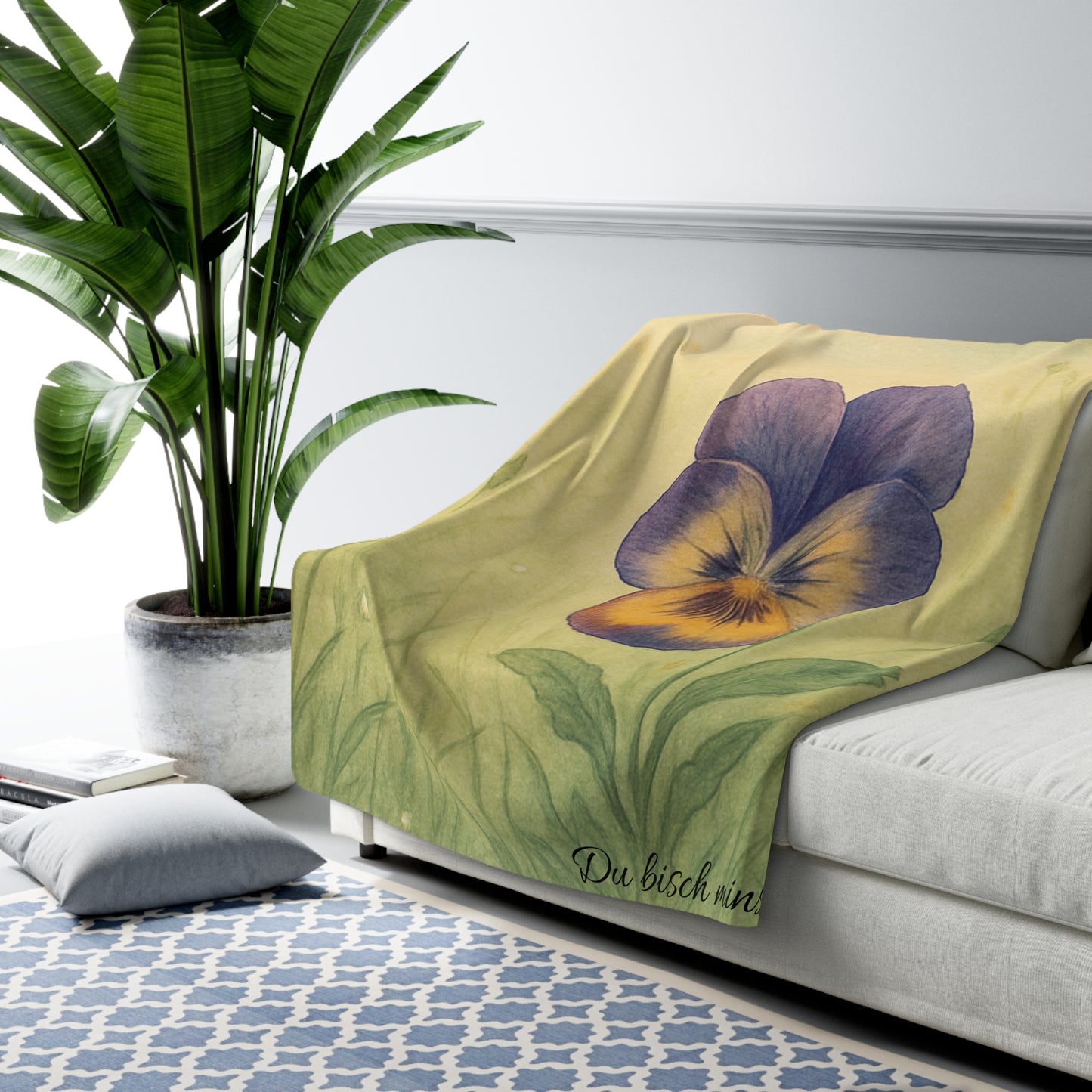 Fleece Decke - Lila Stiefmütterchen - "Du bisch mins Blümle"