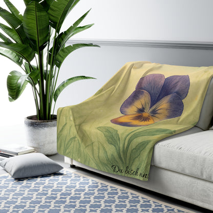 Fleece Decke - Lila Stiefmütterchen - "Du bisch mins Blümle"