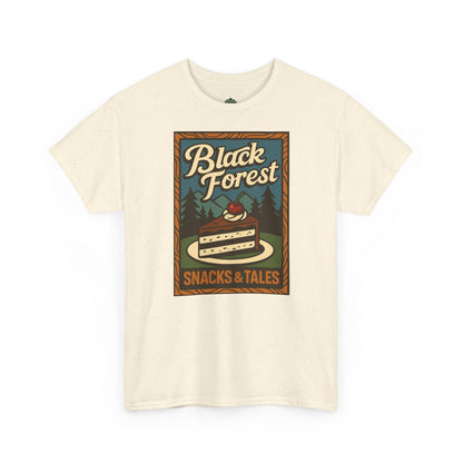 T-Shirt „Black Forest Snacks & Tales“ – Retro Schwarzwald Design