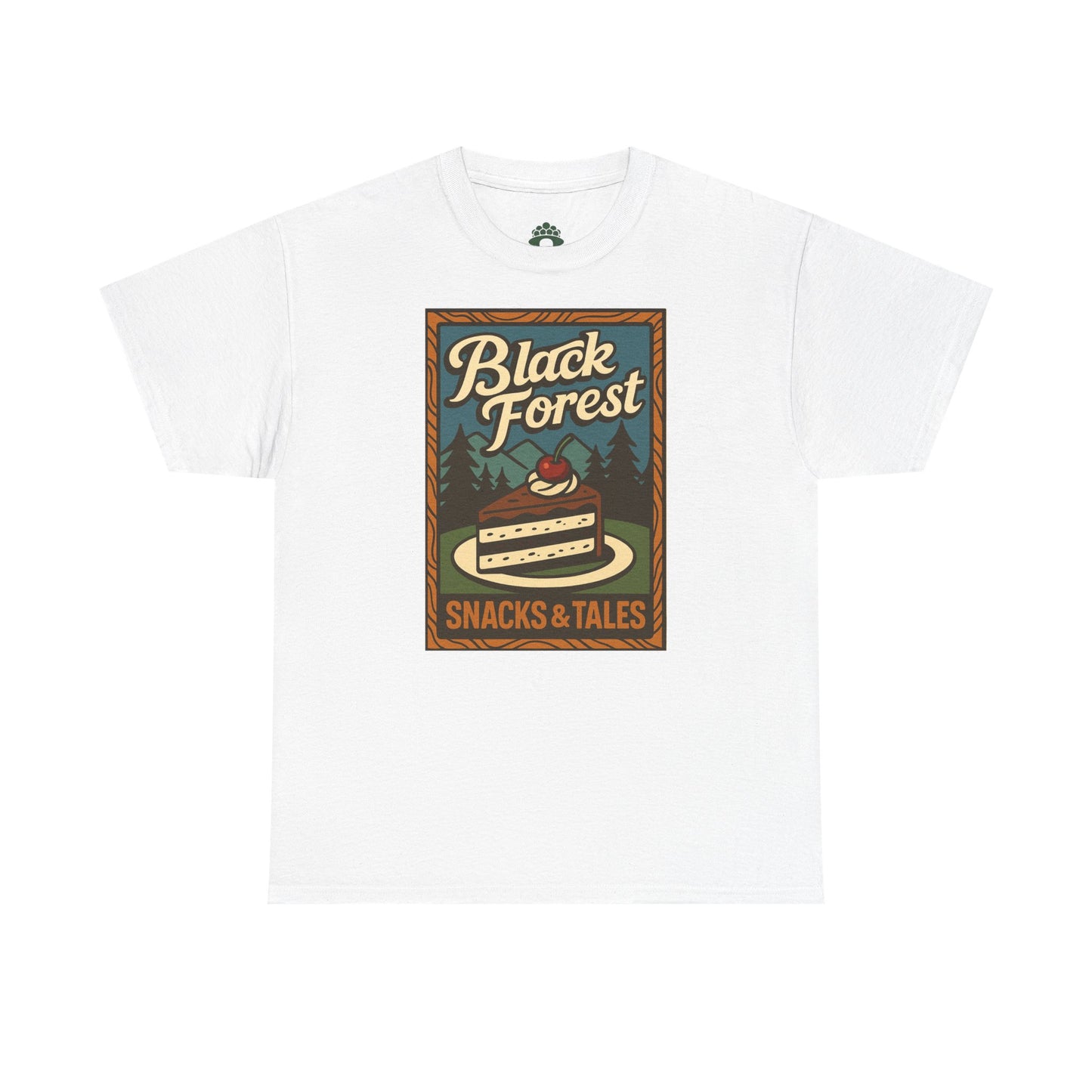 T-Shirt „Black Forest Snacks & Tales“ – Retro Schwarzwald Design