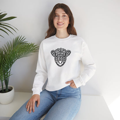 Highlandkuh Sweater mit Linocut Motiv - Unisex