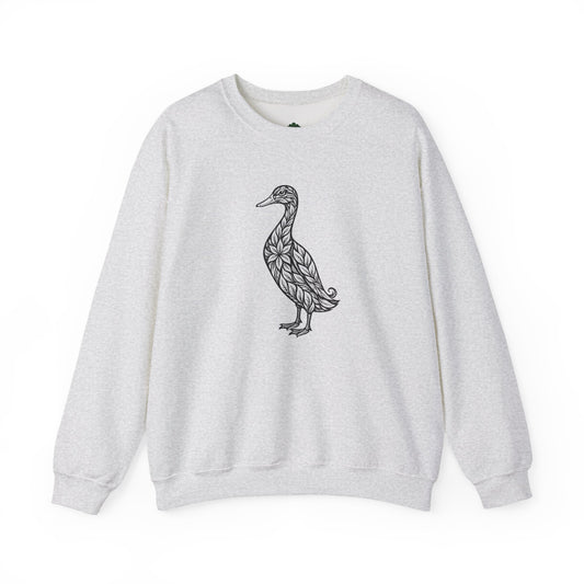 Sweater mit Ente im floralen Linocut Stil – Unisex