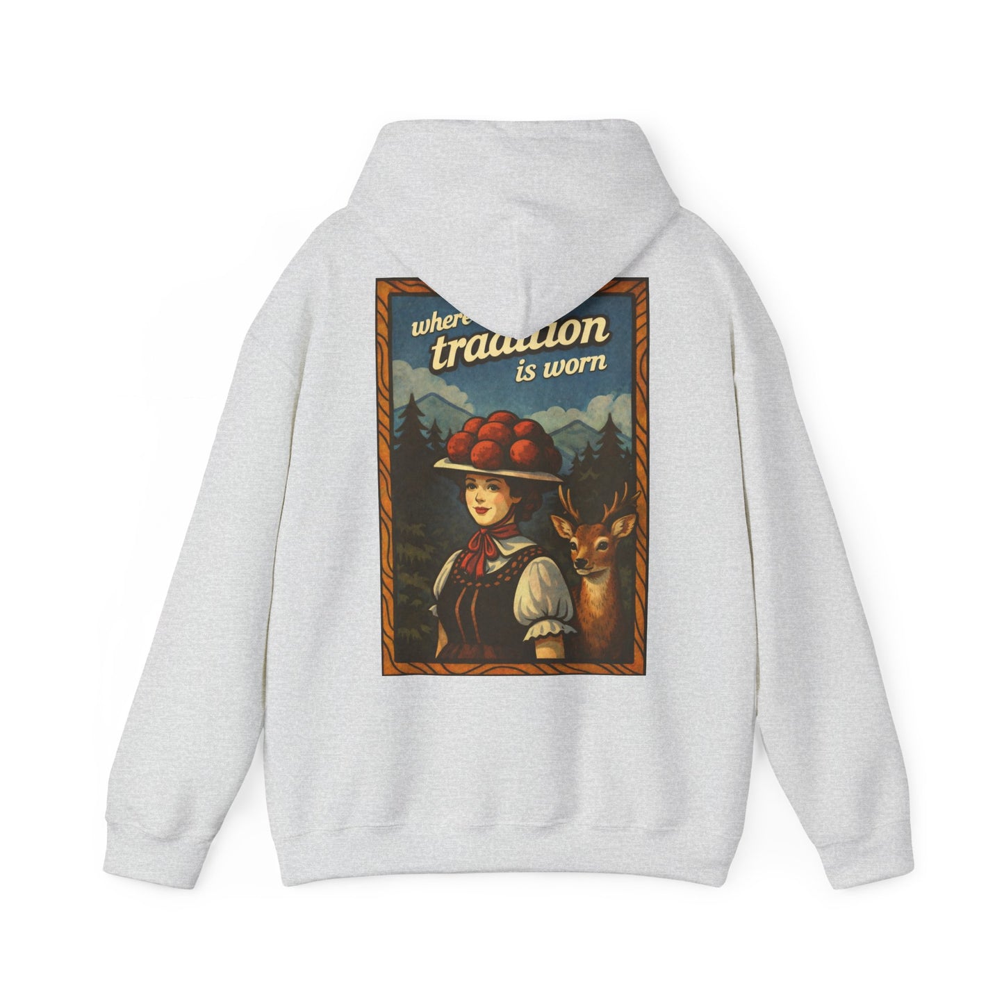 Hoodie „Where Tradition Is Worn“ – Schwarzwald Trachtenmotiv mit Bollenhut - Unisex