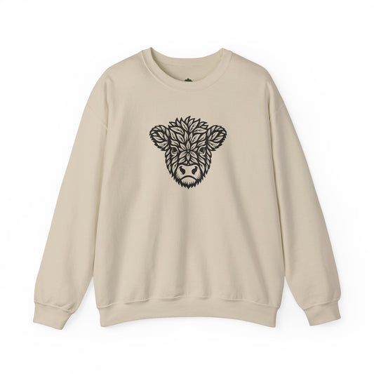 Highlandkuh Sweater mit Linocut Motiv - Unisex