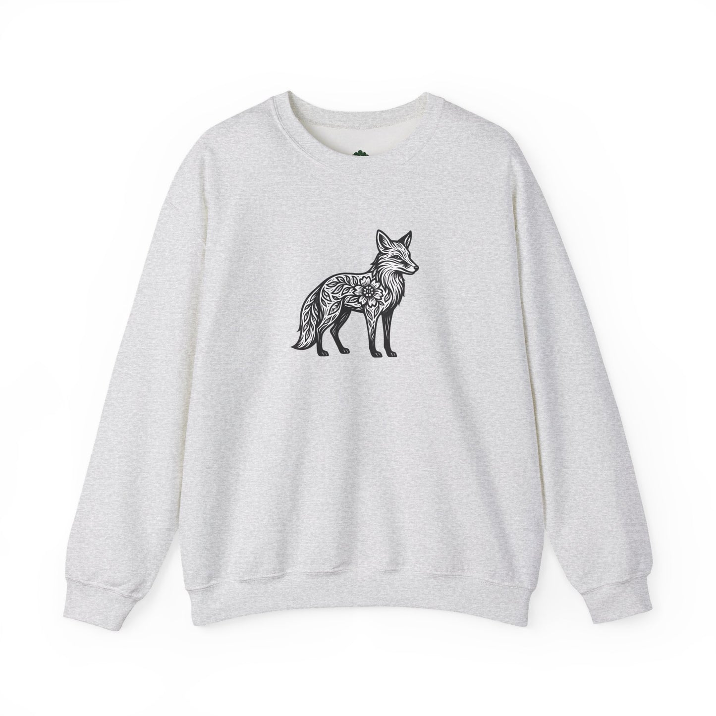 Sweater mit Fuchs im floralen Linocut Stil - Unisex