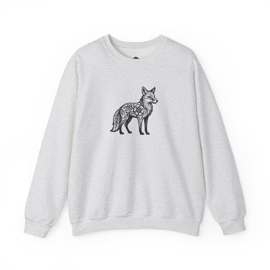 Sweater mit Fuchs im floralen Linocut Stil - Unisex