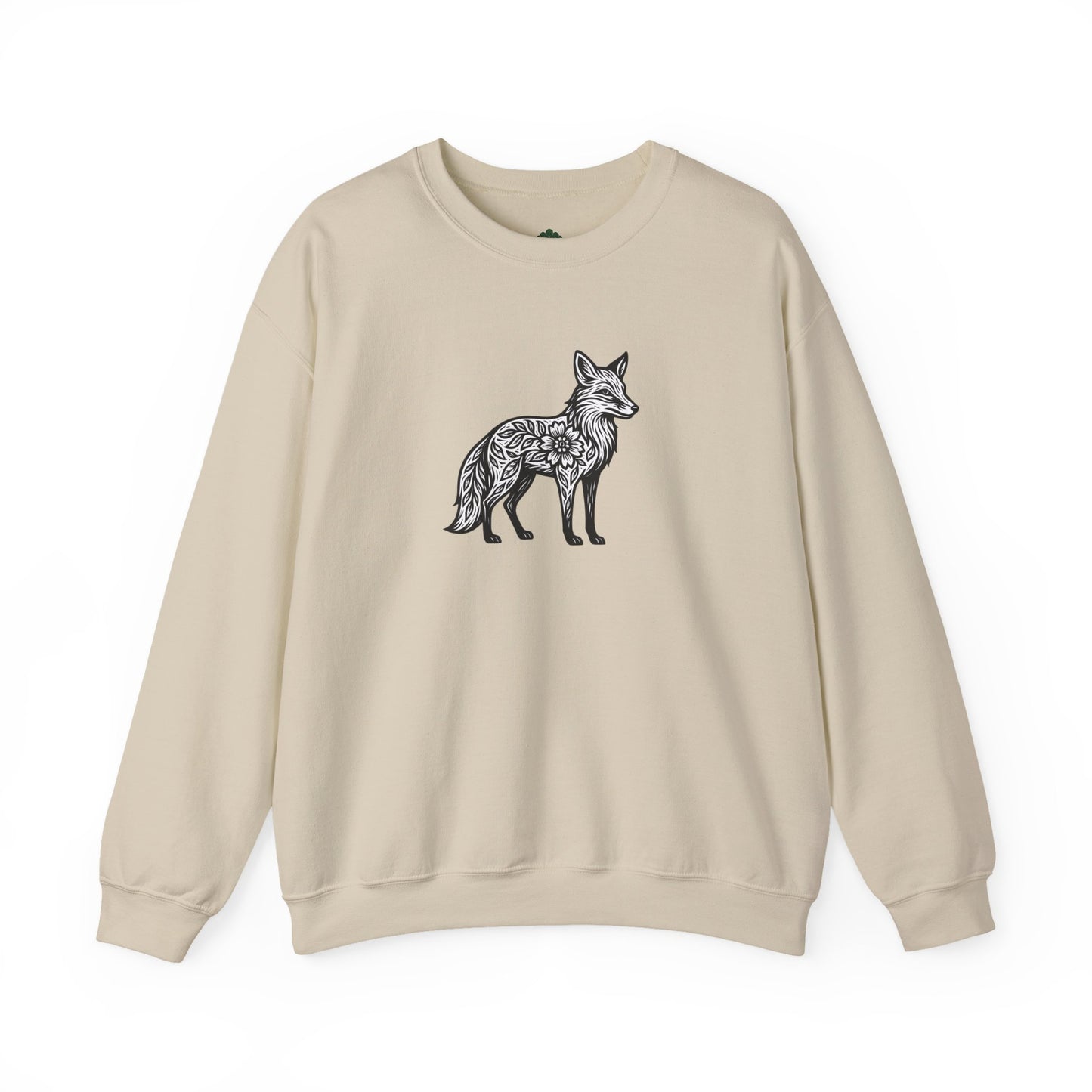 Sweater mit Fuchs im floralen Linocut Stil - Unisex