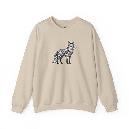 Sweater mit Fuchs im floralen Linocut Stil - Unisex